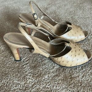 Vintages ostrich women’s heeled sandals